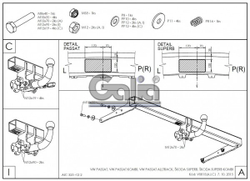 Фаркоп оцинкованный Galia V081A для Volkswagen Passat B8 седан/универсал 08/2014-, в т.ч. Alltrack B8 2015-, Skoda Superb 3 седан/универсал 03/2015-(паспорт и сертификат в комплекте)(без электрики)