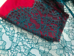 Кружево шантильи, с ресничками, 23 см, сосна (темно-зеленое), купон (1,5 м), SK-2701