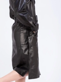 Плащ женский тренчкот длинный кожаный