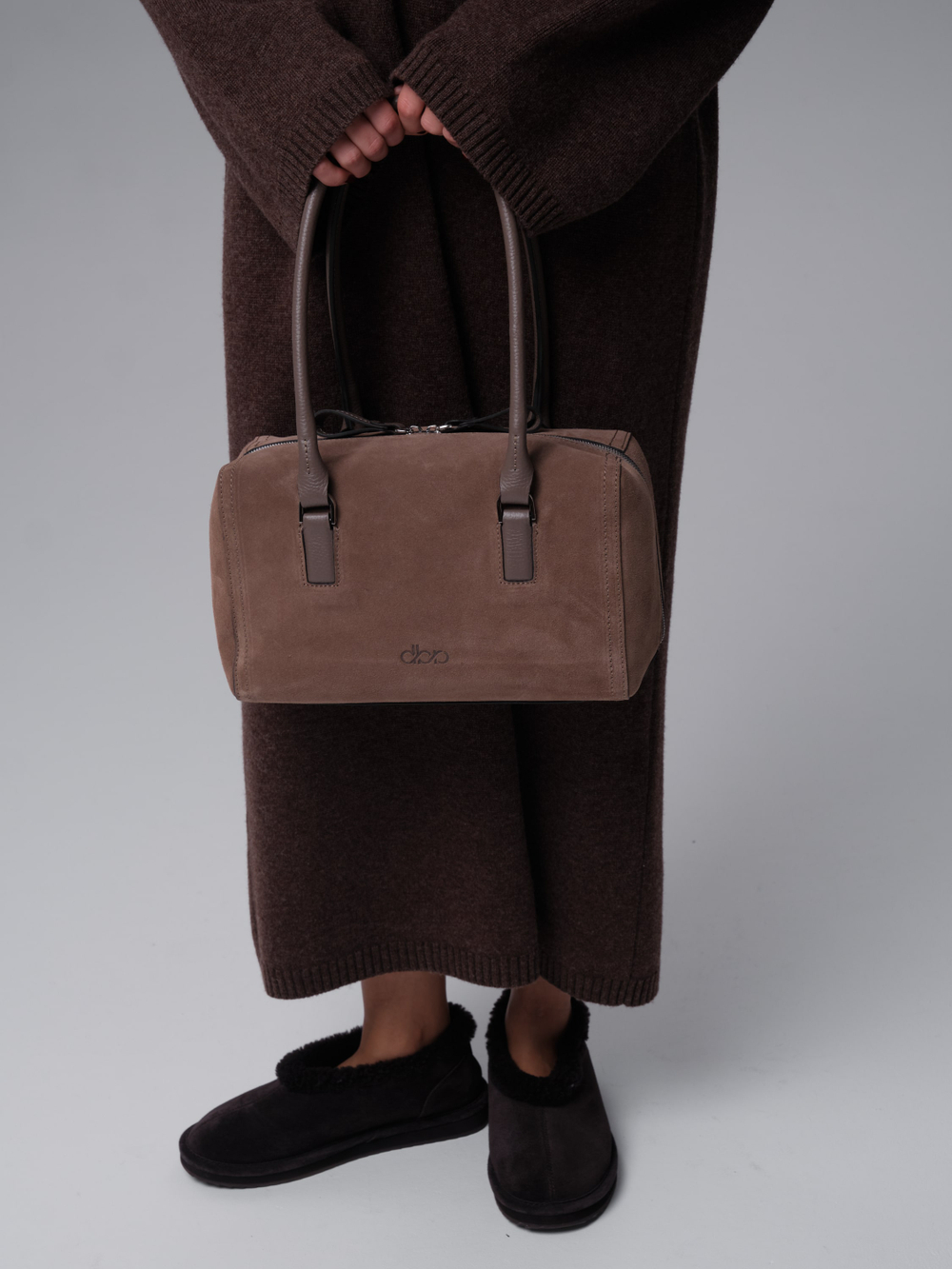 Замшевая сумка DBR 31333 серо-коричневый велюр