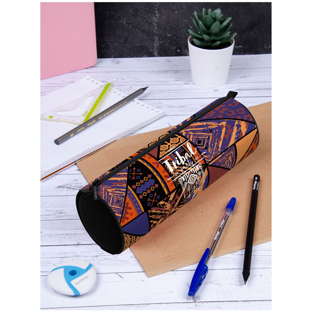 Пенал-тубус 1 отделение, 210*60 Berlingo "Tribal blue", полиэстер
