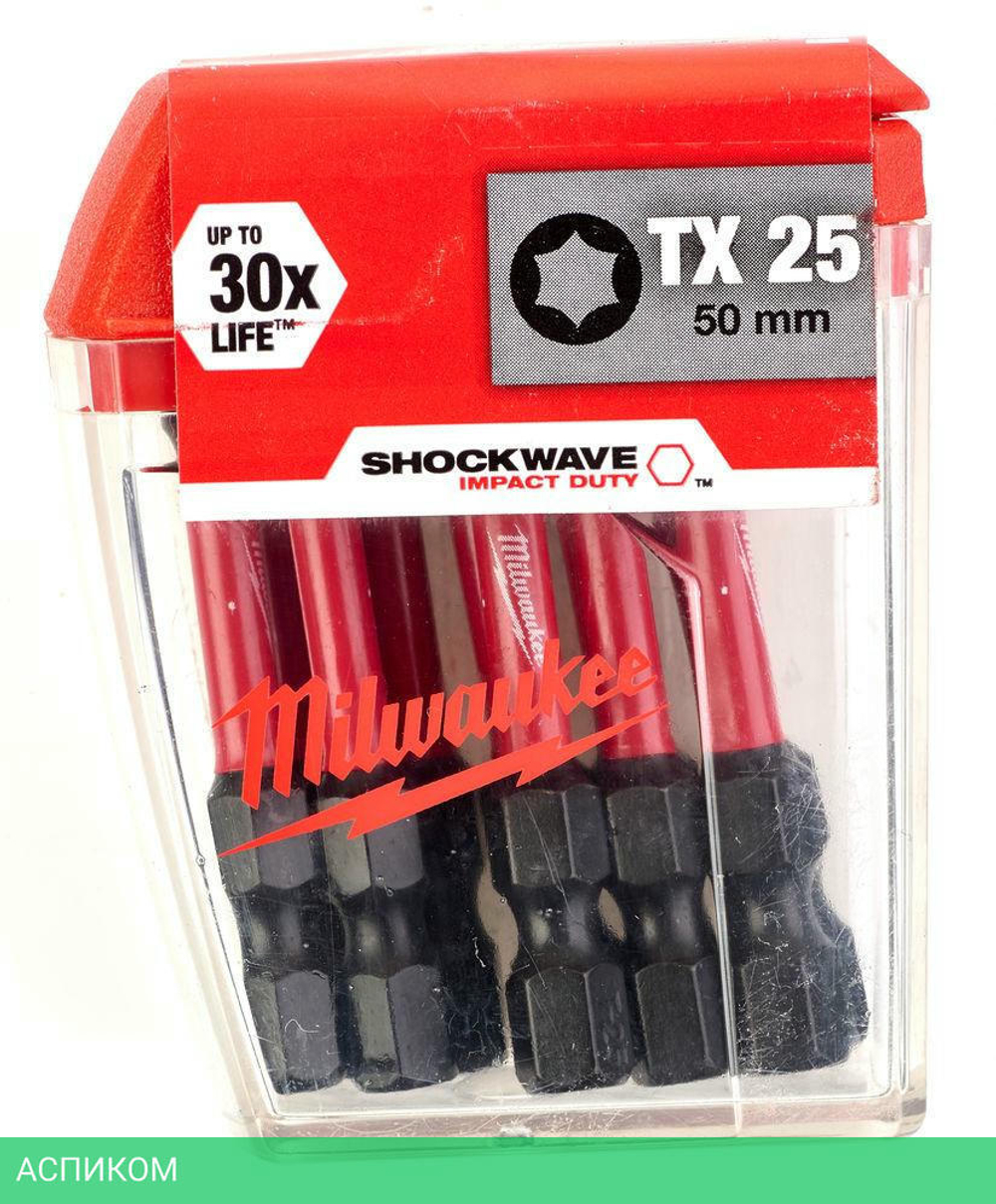 Бита Milwaukee Shockwave TX25 50мм 10шт (4932430882)