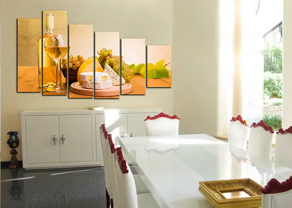 Модульная картина " Вино и сыр "