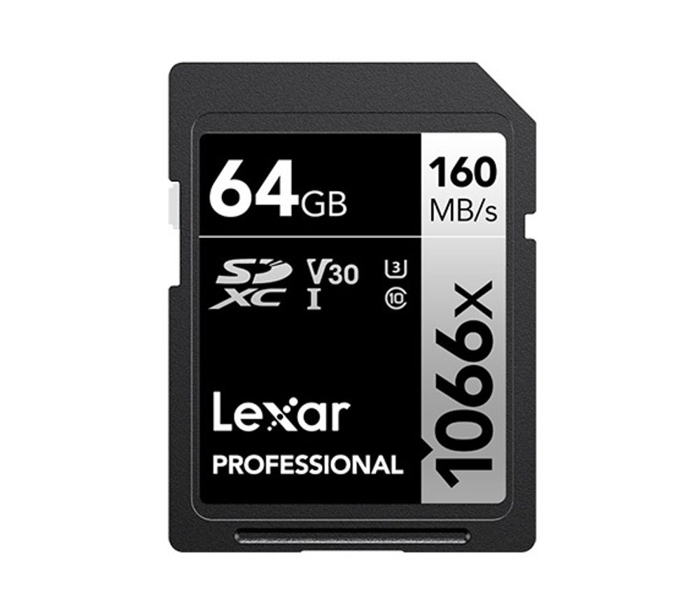Карта памяти Lexar Professional 1066x Silver SDXC 64GB UHS-I U3 V30, R/W 160/70 МБ/с