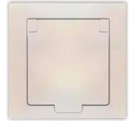 Розетка одноместная с крышкой "UNIVersal" серия "Афина"с/з, с/у, 16А, 220В, жемчуг (еврослот) (HU231