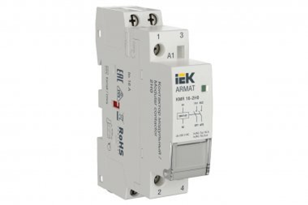 IEK ARMAT Контактор модульный KMR 16А 230В AC 2НО арт. AR-KMR10-016-20-230