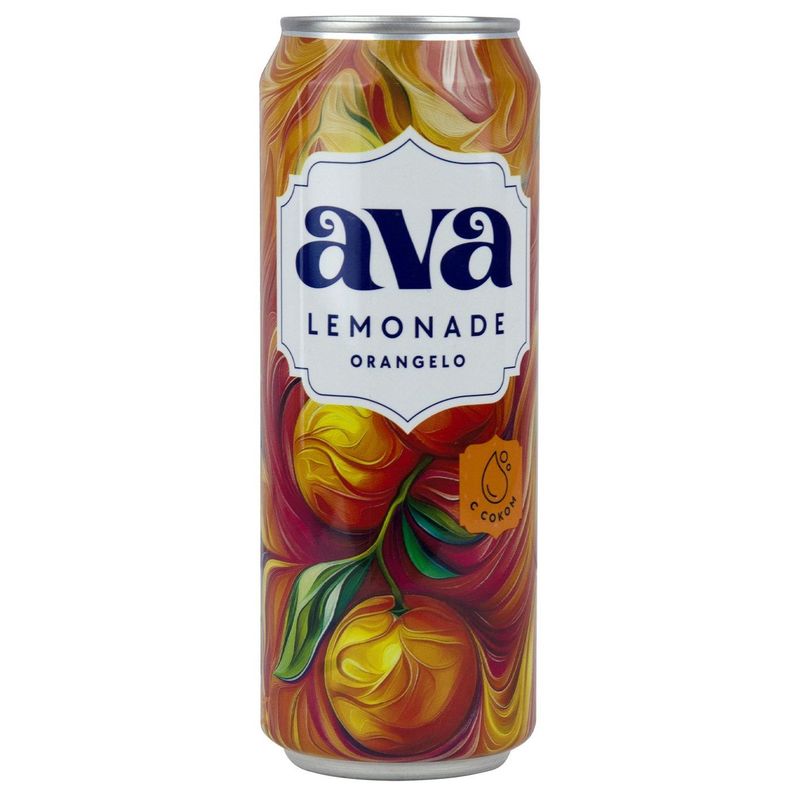 Лимонад газированный AVA Lemonade Апельсин  0,45 л/ж/б 12 ж/б/упак