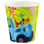 Стаканы бумажные «Синий трактор, С Днем Рождения!» желтый/зеленый, 250 мл, 6 шт