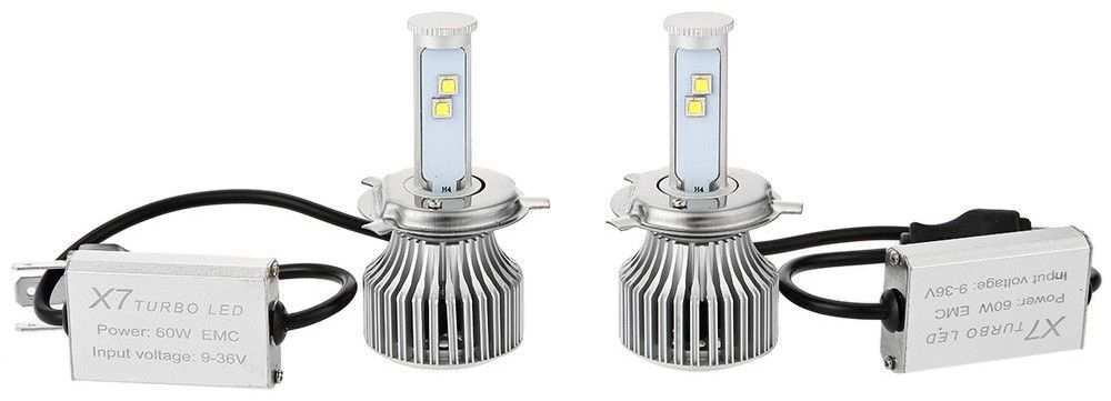 Светодиодные лампы H4 X7 Led, комплект 2шт