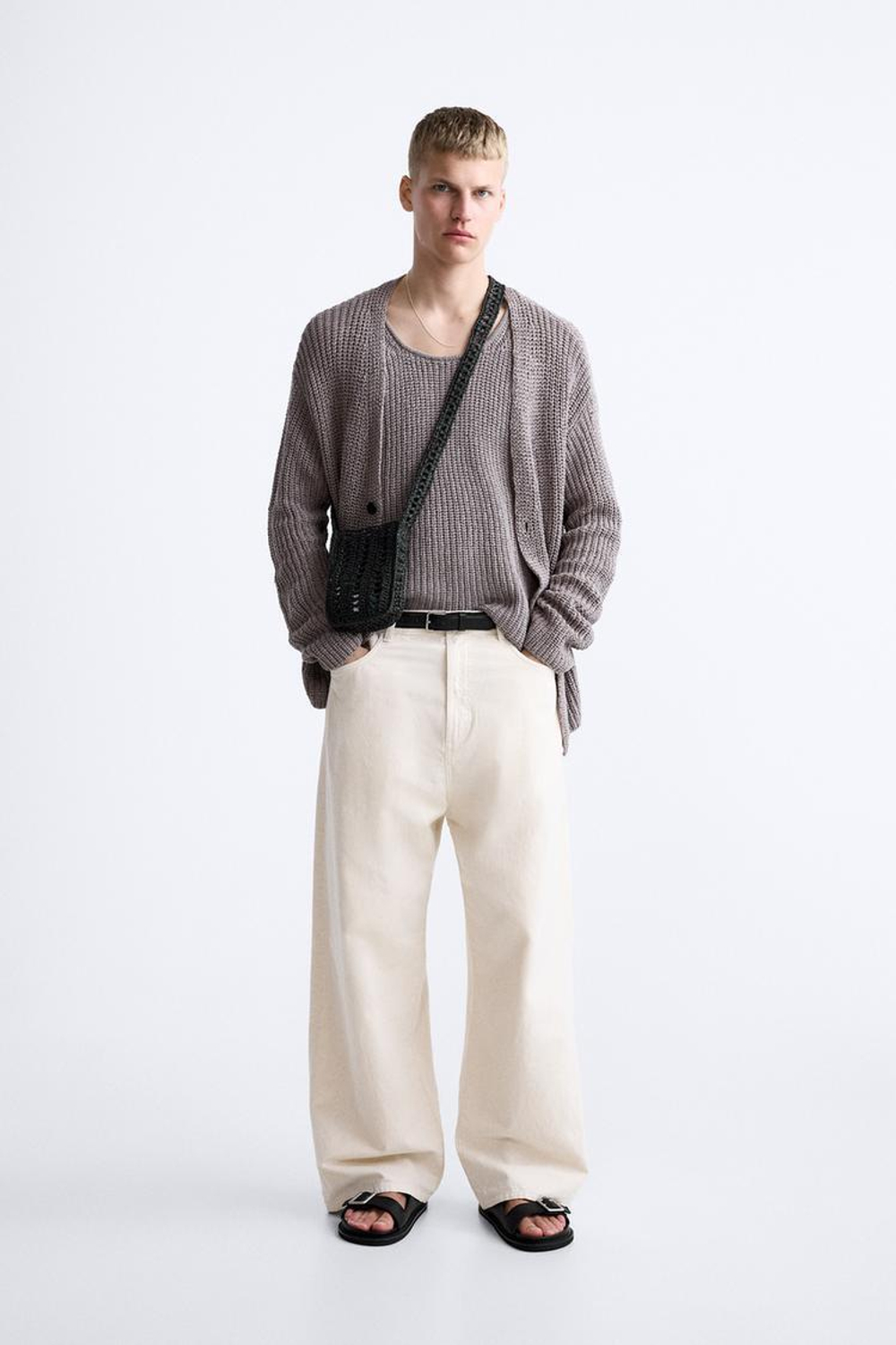 ZARA ПЛЕТЕНАЯ МИНИ-СУМКА, ЧЕРНЫЙ