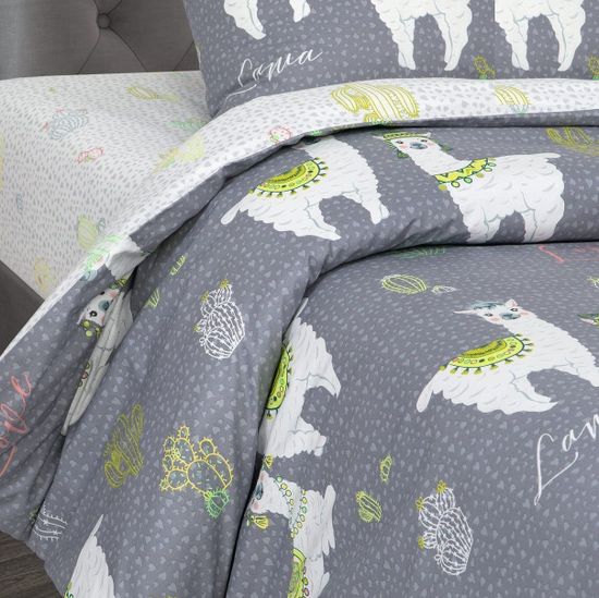 Семейный комплект постельного белья Лама DE LUXE поплин наволочки 70x70 см