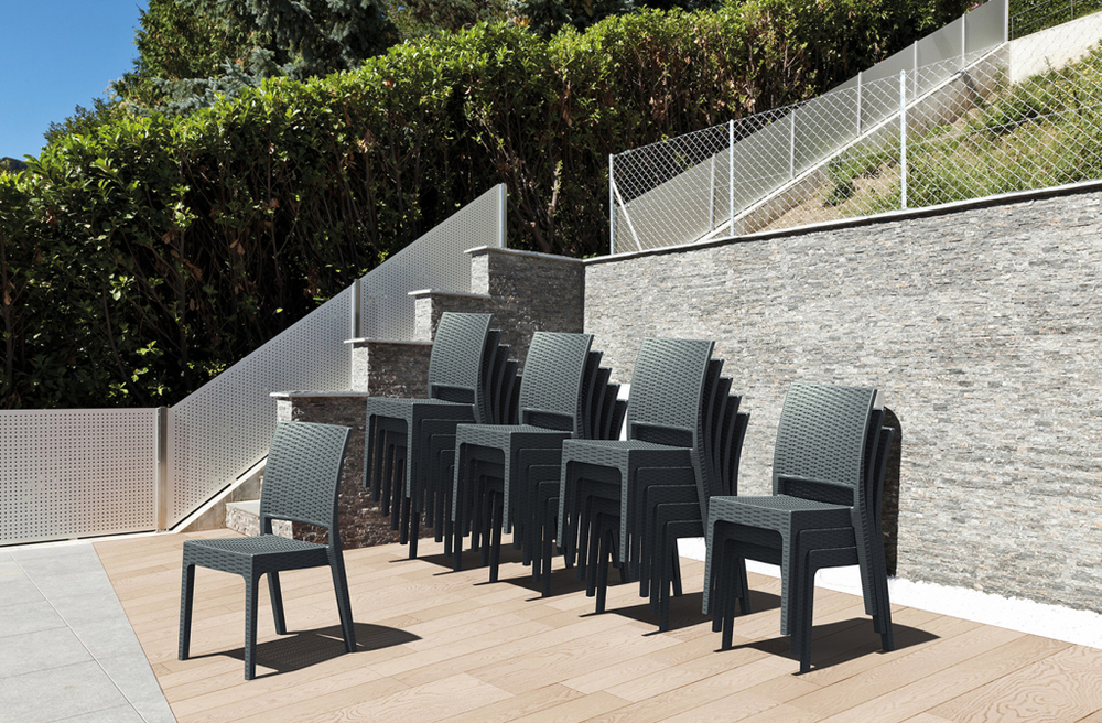 Стул пластиковый плетеный Siesta Contract Florida, антрацит