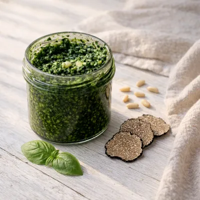 Фотография Соус песто с трюфелем / 100 гр купить в магазине Афлора