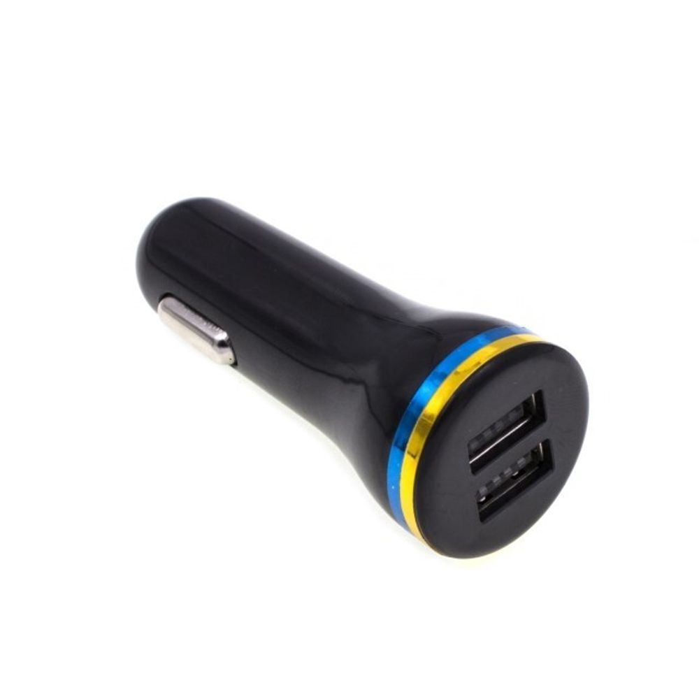 Зарядное устр-во в прикур. 2 USB 2,1A золотисто-синие полоски (KPR)