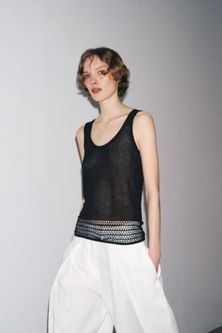 ZARA ТОП АЖУРНОЙ ВЯЗКИ, ЧЕРНЫЙ
