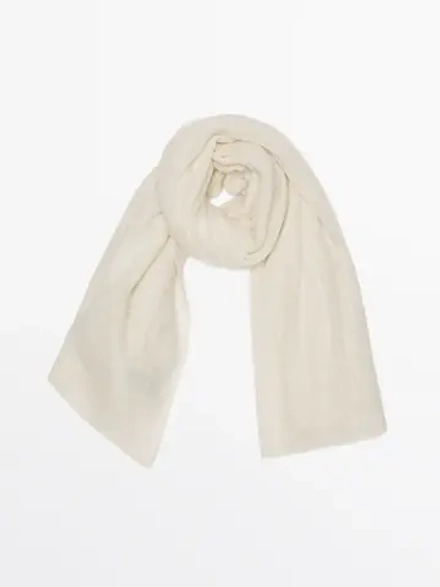 Massimo Dutti Шарф из 100% кашемира, кремовый
