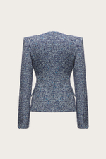 ЖАКЕТ ИЗ СИНЕГО ШЕРСТЯНОГО ТВИДА