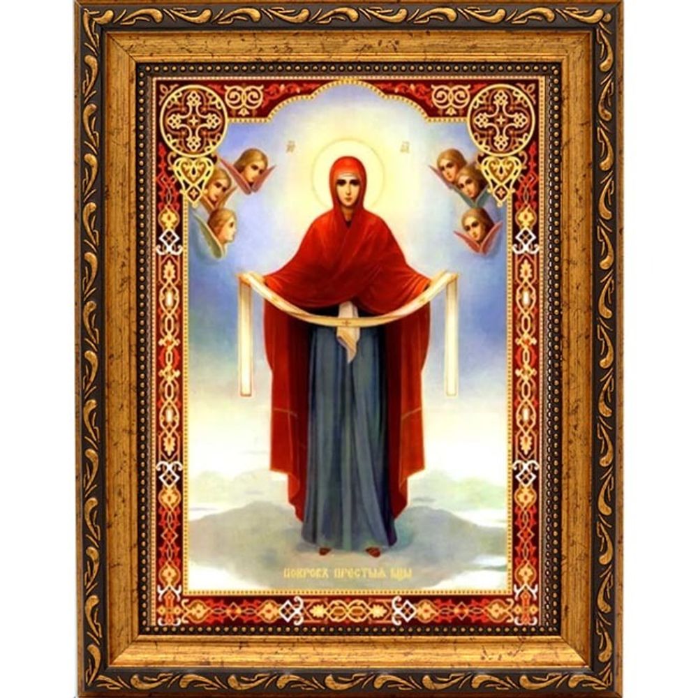 Покров Пресвятой Богородицы. Икона на холсте.