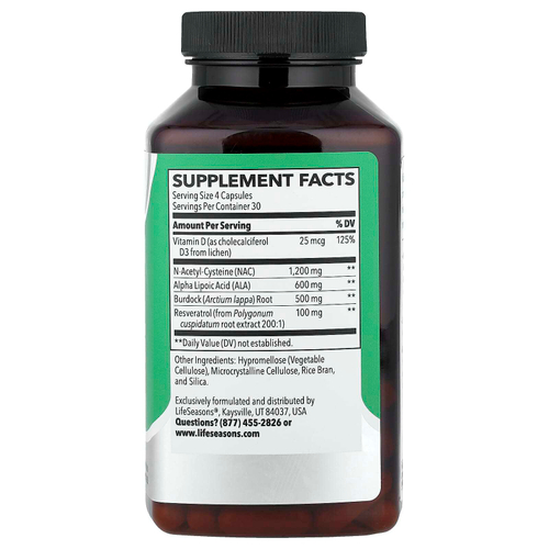 LifeSeasons, Therapeutics, поддержка почек, защита на клеточном уровне, 120 растительных капсул