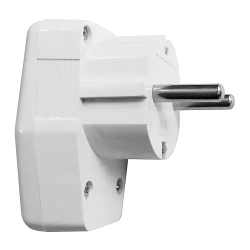 Вилка угловая с заземлением, с выключателем / вилка с кнопкой (16А, 250В), белая