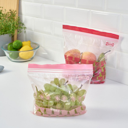 IKEA ISTAD  (ИКЕА ИСТАД)  -  Пакет Ziplock, красный/розовый дизайн, 2,5/1,2 л