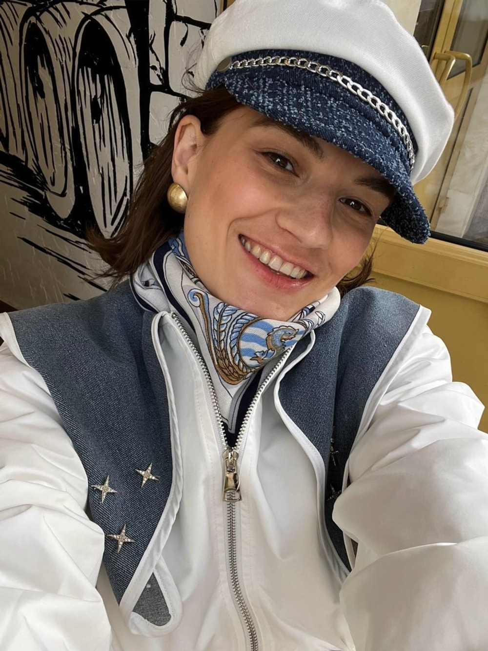 Картуз джинс с цепочкой