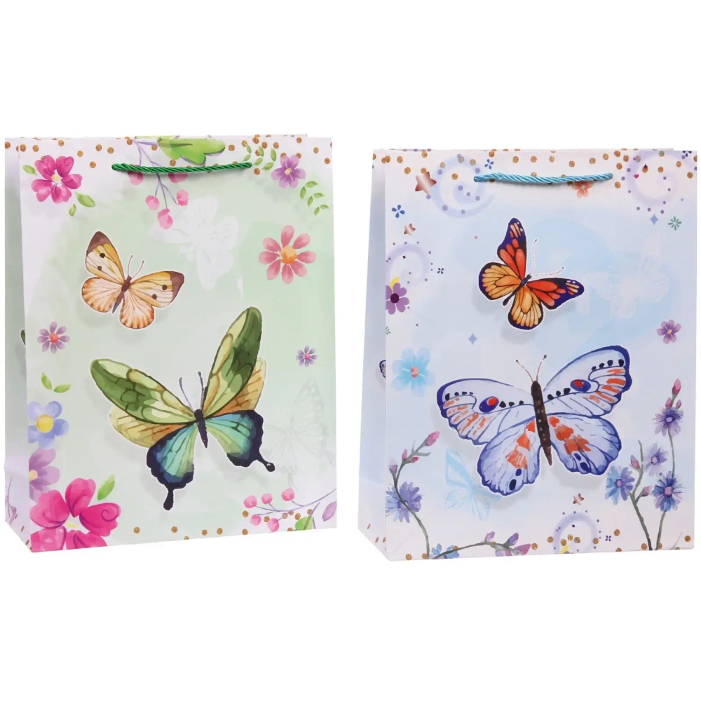 Пакет подарочный «Бабочки» 26*32*10 см, микс