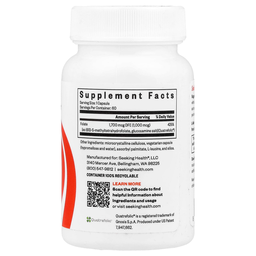 Seeking Health, L-метилфолат, 1 мг, 60 капсул