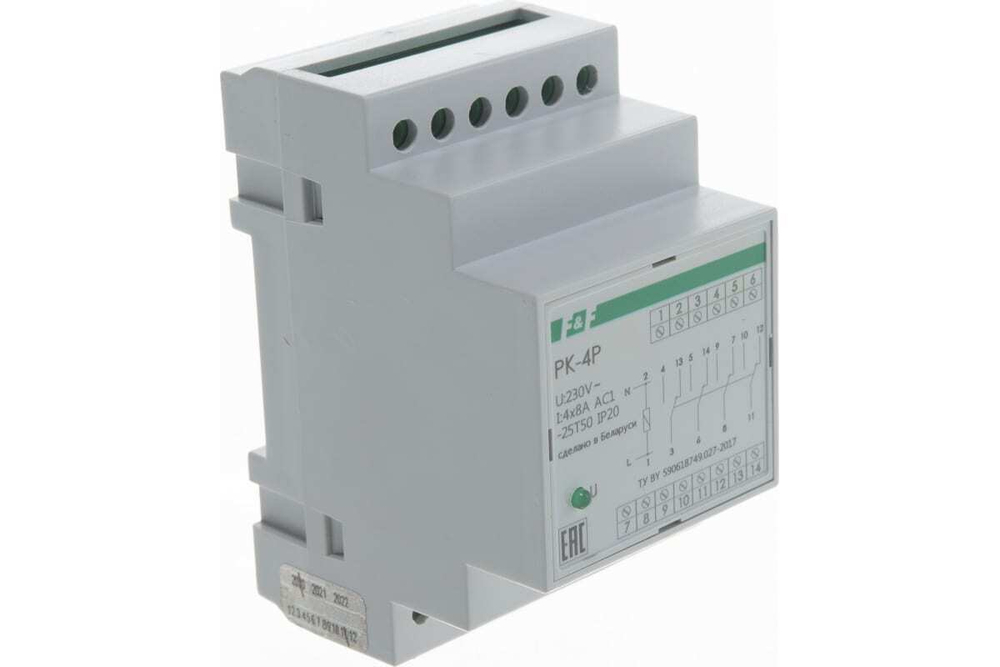 Реле промежуточное (электромагнитное) PK-4P-220 220В 50Гц 4х8А 4 перекл.