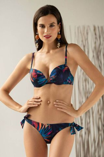 Стильный раздельный купальник с цветочным принтом (Размер: 42C) (Цвет: изумрудный)