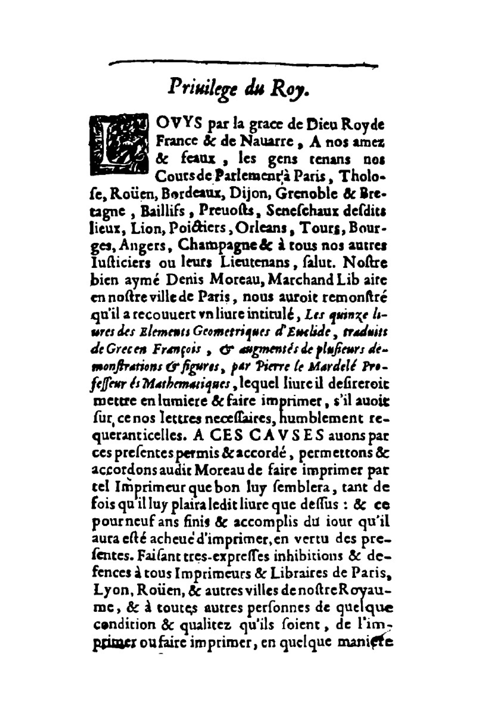Les Quinze livres des elements geometriques d'Euclide Megarien. Book 1 | Euclides