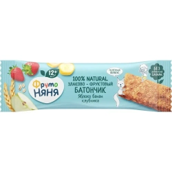 Батончик злаковый детский ФрутоНяня с 1 года, яблоко, банан, клубника, 25 г