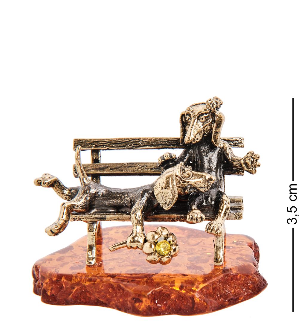 AM- 298 Фигурка «Таксы» (латунь, янтарь)