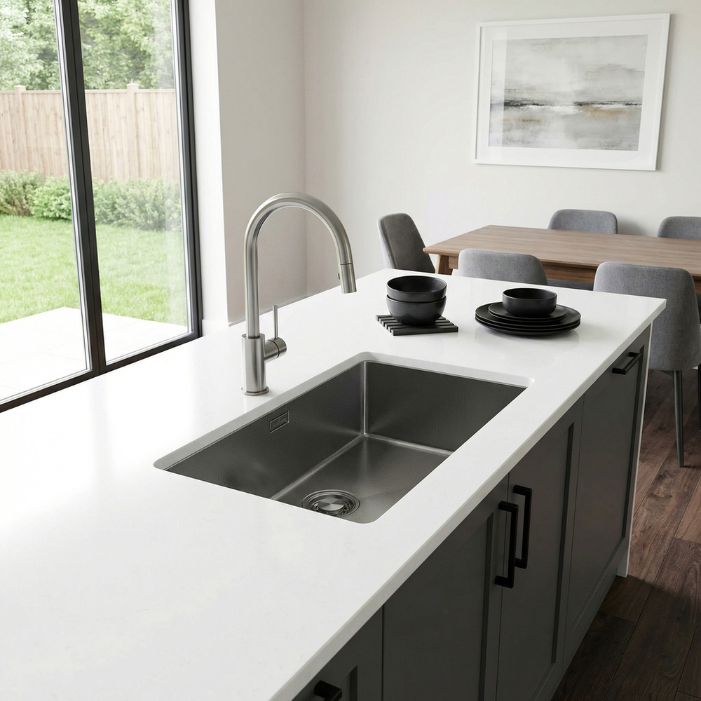 Мойка подст.монтаж 53х43 (3,0) вып 3 1/2  MIXLINE PRO 22см с сифоном (сатин НАНО декор)