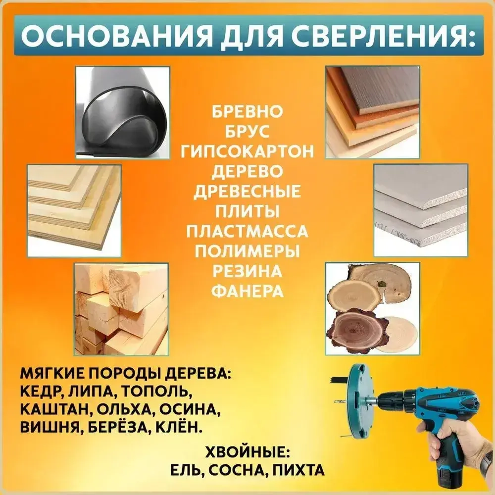 Кронка сверильная универсальная. Насадка на дрель, шуруповерт, балеринка