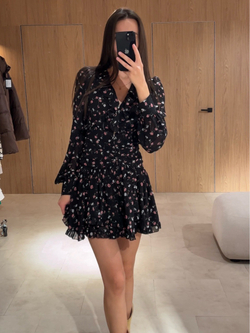 Платье собственного производства, шифоновое, с рюшами, на пуговицах, с цветочным принтом