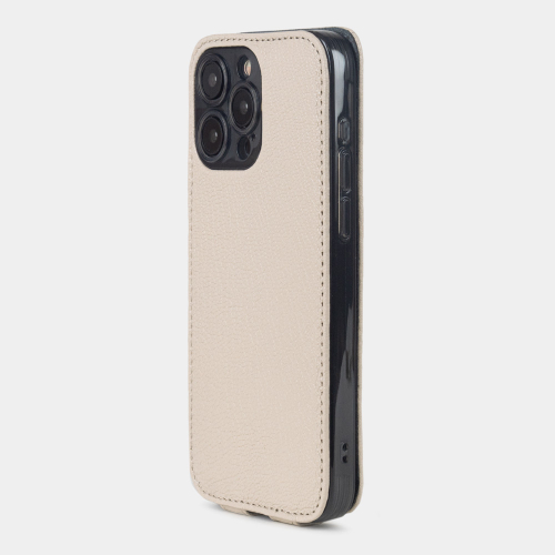 Чехол для iPhone 15 Pro из кожи козы, кремового цвета