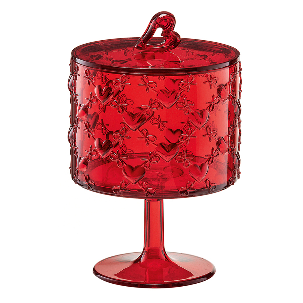 Конфетница на ножке love, ?11х16,7 см, акрил, красная