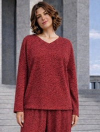 Лонгслив / меланж бордово -красный