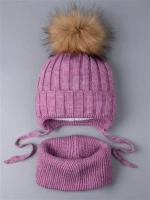 Шапка зимняя для девочки и снуд вязаные