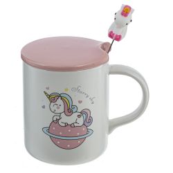 GAEM Кружка с крышкой и ложкой, 350 мл, L11,5 W8 H9,5 см, 4в.