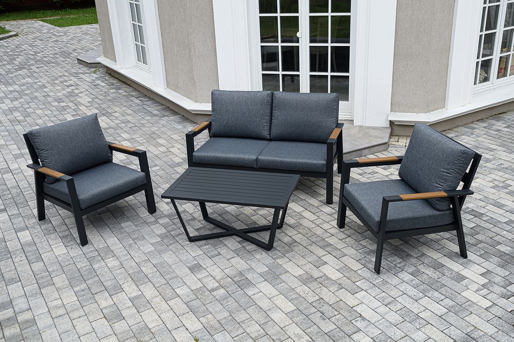 "Орхидея" лаунж-зона 4-местная из алюминия, цвет темно-серый