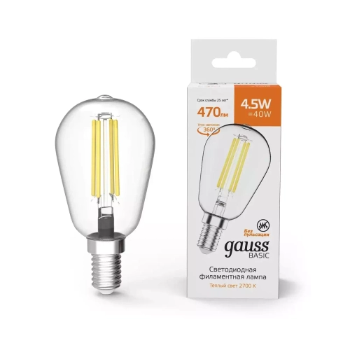 Лампа Gauss LED Filament Basic ST45 4,5W Е14 470lm 2700К  1141115