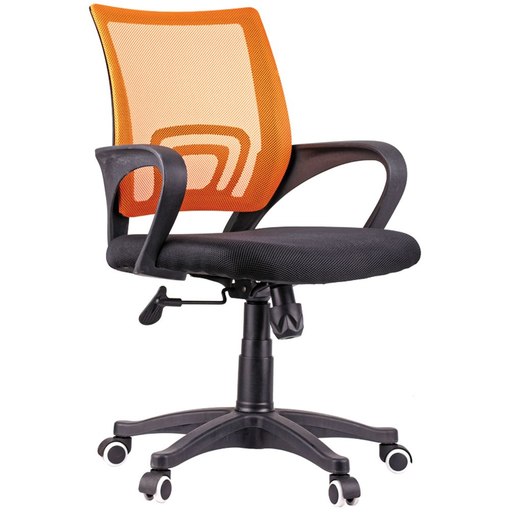 Кресло оператора OfficeSpace SP-M96, ткань, спинка сетка оранж/сиденье TW черная, механизм качания