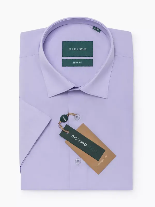 Рубашка приталенная SLIM FIT с коротким рукавом, лавандовая