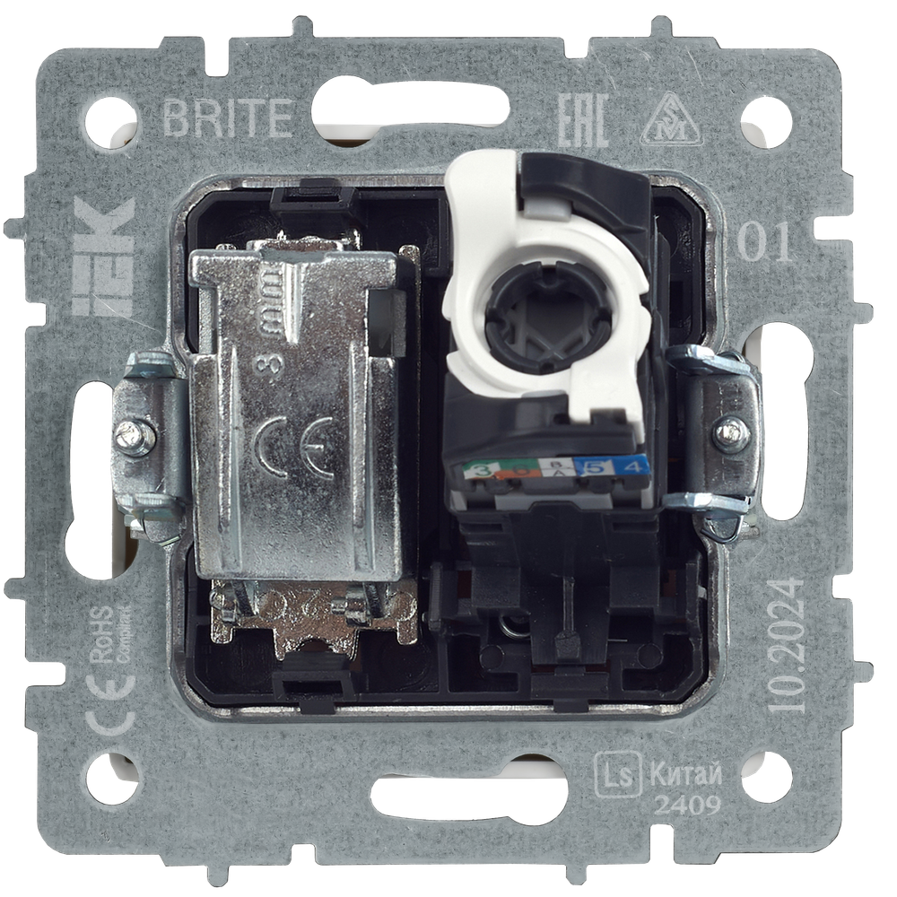 BRITE Розетка двойная TV+RJ45 кат.5E РТВ/РК12-БрЧ черный IEK