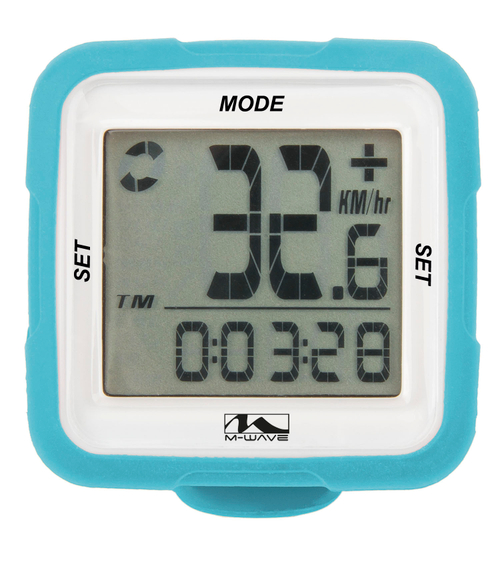 Велокомпьютер 14ф-ций беспровод. цифр. темпер. СИЛИКОН. СМЕННЫЙ КОРПУС СИНИЙ M-WAVE