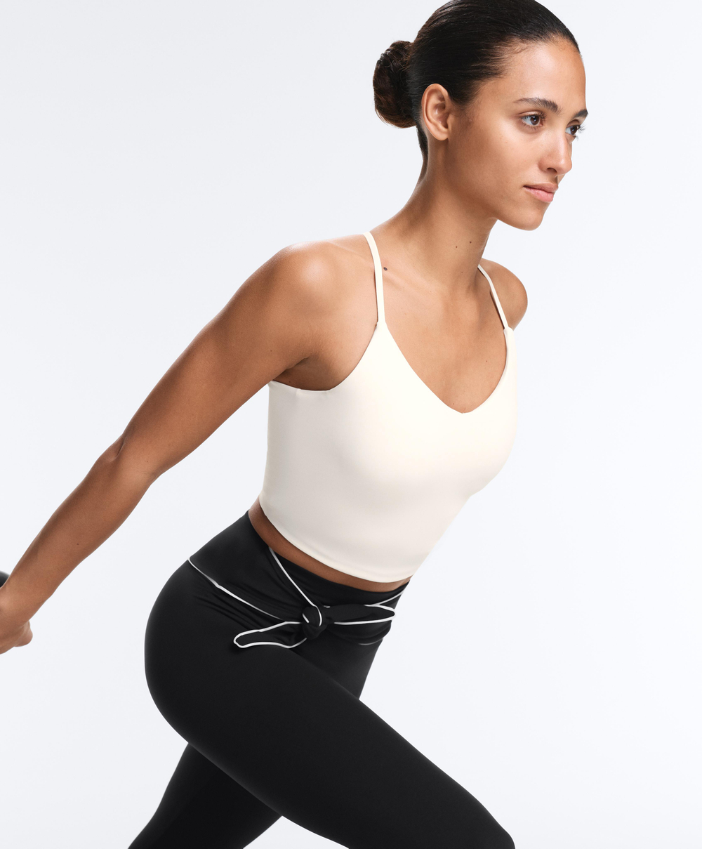 Oysho Топ Comfortlux с регулируемыми бретелями, экрю