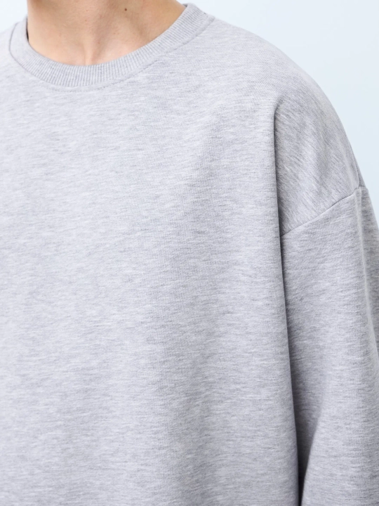 Свитшот оверсайз, без начеса (серый меланж)