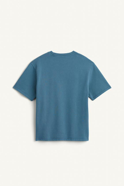 ZARA ФУТБОЛКА СВОБОДНОГО КРОЯ ИЗ ПЛОТНОГО ХЛОПКА, ВЫЦВЕТШИЙ СИНИЙ